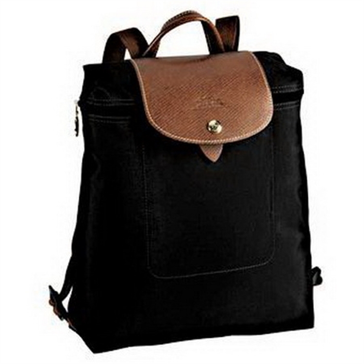 Longchamp Le Pliage Zippered Backpacks Bags Black