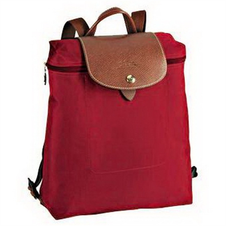 Longchamp Le Pliage Zippered Backpacks Red