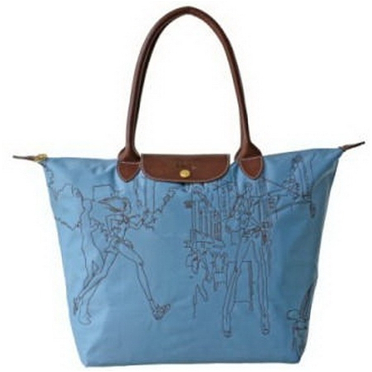 Longchamp Light Embroidered Bags Blue