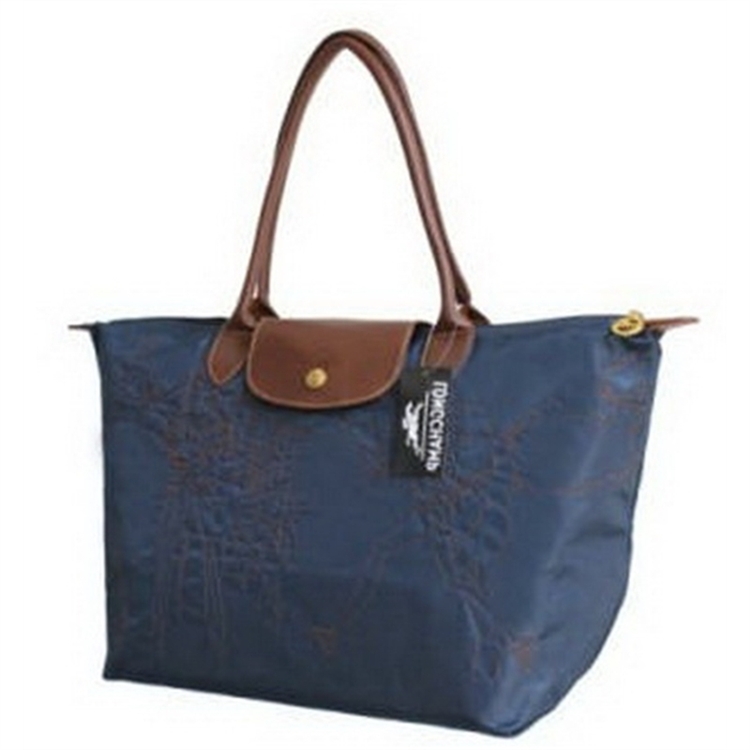 Longchamp Light Embroidered Bags Deep Blue